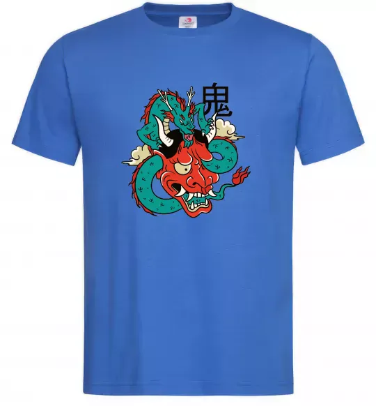 Мужская футболка Дракон самурай Ярко-синий фото