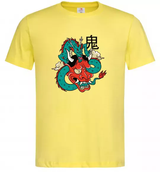 Мужская футболка Дракон самурай Лимонный фото