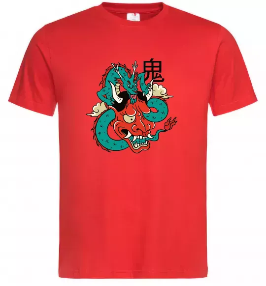 Мужская футболка Дракон самурай Красный фото