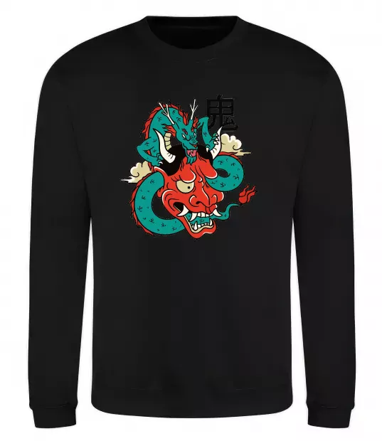 Свитшот Дракон самурай Черный фото