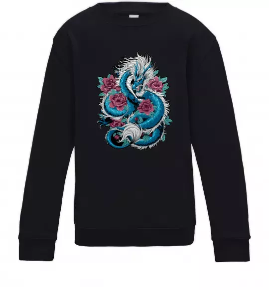 Детский Свитшот Дракон квіти Черный фото