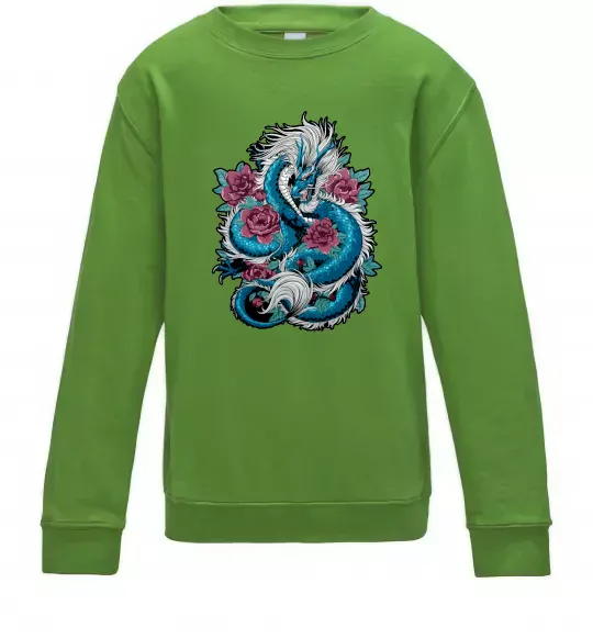Детский Свитшот Дракон квіти Лаймовый фото