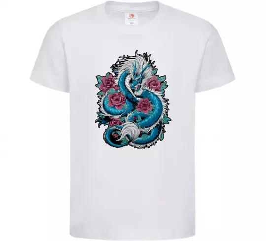 Детская футболка Дракон квіти Белый фото