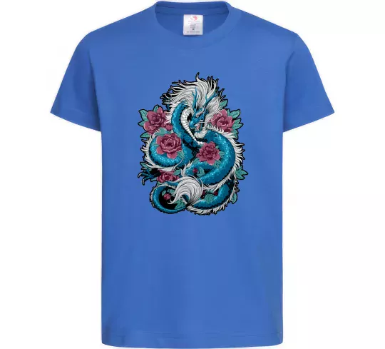Детская футболка Дракон квіти Ярко-синий фото