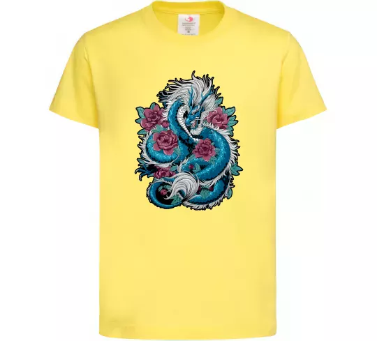 Детская футболка Дракон квіти Лимонный фото