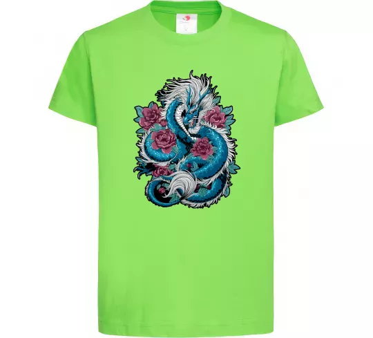 Детская футболка Дракон квіти Лаймовый фото