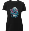 Жіноча преміум футболка Дракон квіти Чорний фото