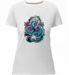 Жіноча преміум футболка Дракон квіти Білий фото