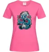 Женская футболка Дракон квіти Ярко-розовый фото