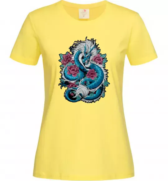 Женская футболка Дракон квіти Лимонный фото
