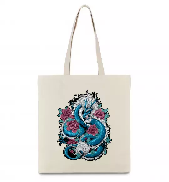 Эко-сумка Дракон квіти Бежевый фото