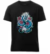 Мужская премиум футболка Дракон квіти Черный фото