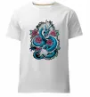 Мужская премиум футболка Дракон квіти Белый фото