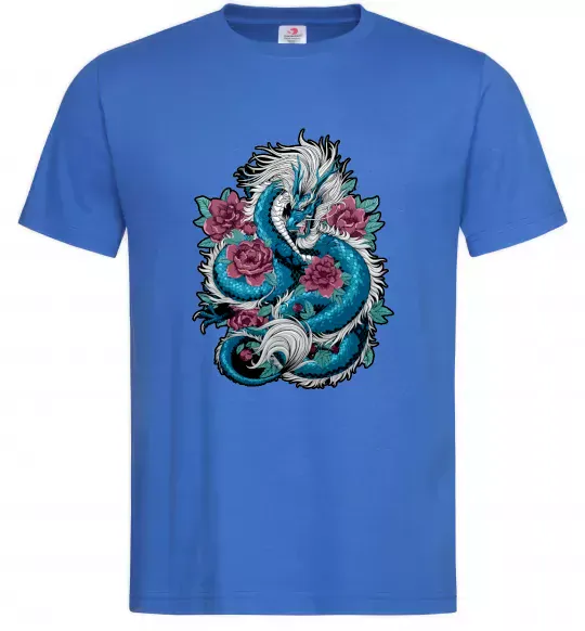 Мужская футболка Дракон квіти Ярко-синий фото