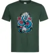 Мужская футболка Дракон квіти Темно-зеленый фото