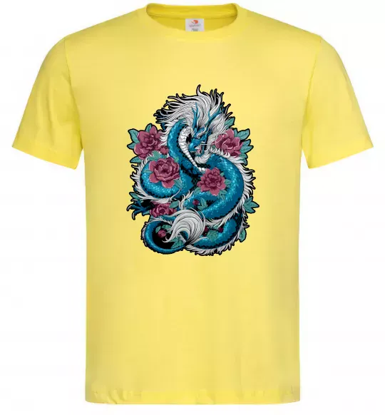 Мужская футболка Дракон квіти Лимонный фото