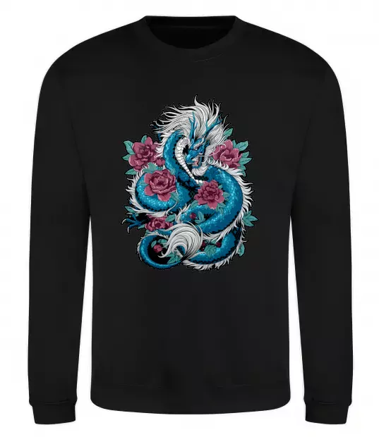 Свитшот Дракон квіти Черный фото