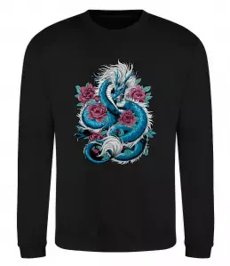 Свитшот Дракон квіти Черный фото
