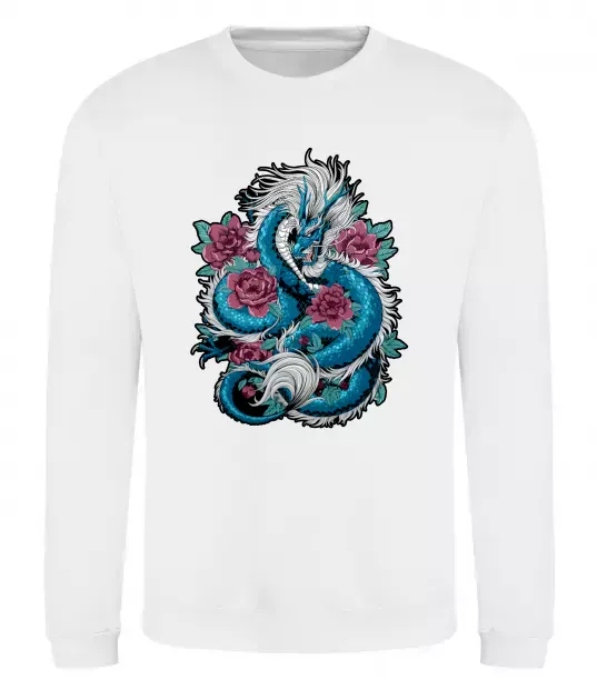 Свитшот Дракон квіти Белый фото