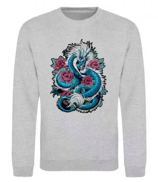 Свитшот Дракон квіти Серый меланж фото