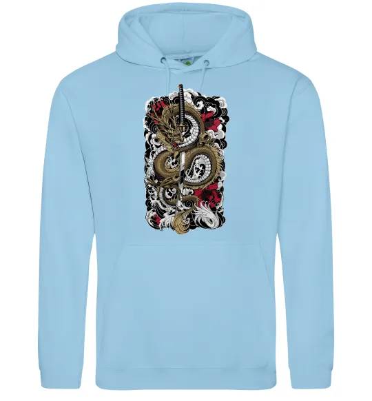 Женская толстовка (худи) Дракон катана Голубой фото