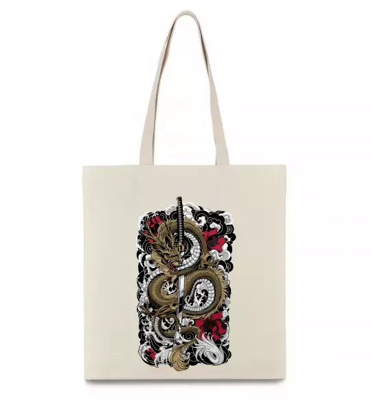 Эко-сумка Дракон катана Бежевый фото