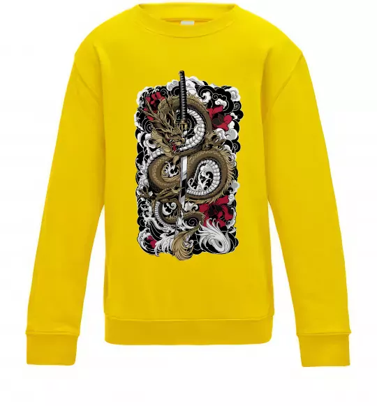 Детский Свитшот Дракон катана Солнечно желтый фото