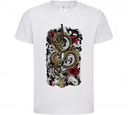 Детская футболка Дракон катана Белый фото