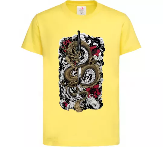 Детская футболка Дракон катана Лимонный фото