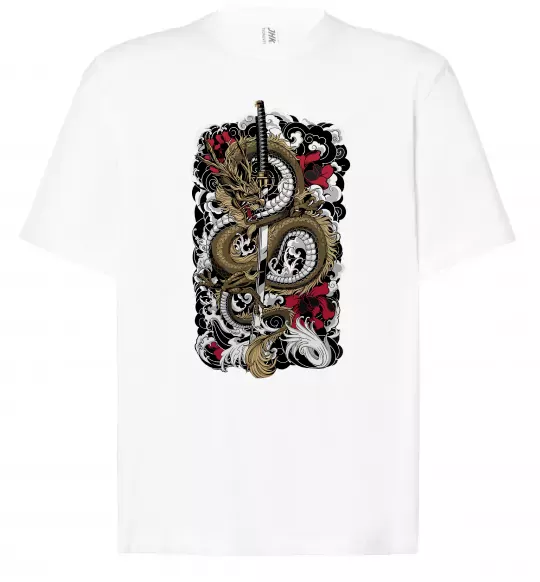 Футболка Оверсайз Дракон катана Белый фото