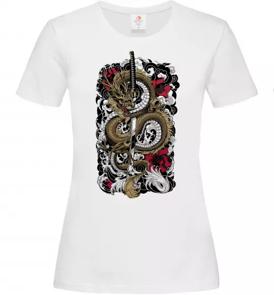 Жіноча футболка Дракон катана Білий фото