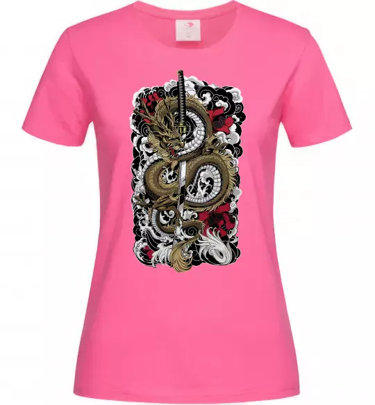 Жіноча футболка Дракон катана Яскраво-рожевий фото