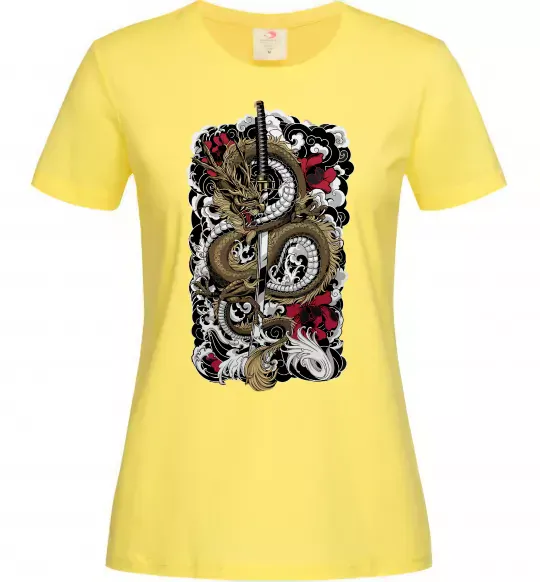 Жіноча футболка Дракон катана Лимонний фото