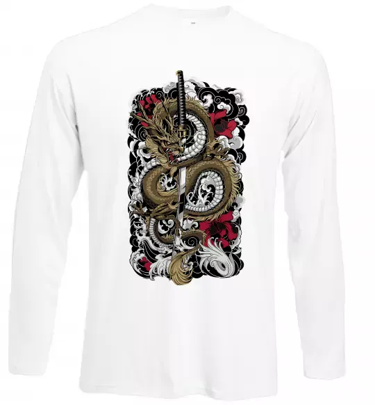 Лонгслів Дракон катана Білий фото