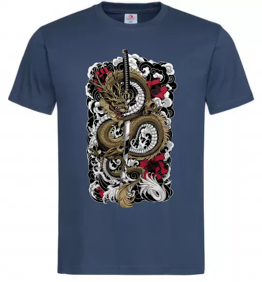 Мужская футболка Дракон катана Темно-синий фото