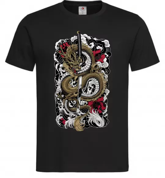 Мужская футболка Дракон катана Черный фото