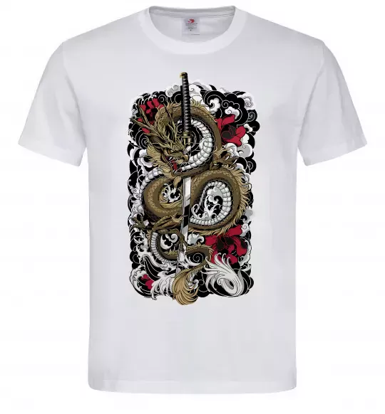 Мужская футболка Дракон катана Белый фото