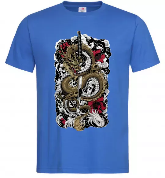 Мужская футболка Дракон катана Ярко-синий фото