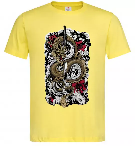Мужская футболка Дракон катана Лимонный фото