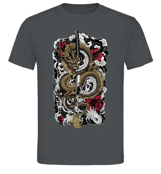 Мужская футболка Дракон катана Графит фото