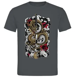 Мужская футболка Дракон катана Графит фото