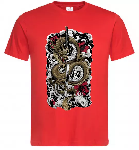 Мужская футболка Дракон катана Красный фото