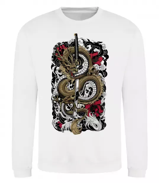 Свитшот Дракон катана Белый фото