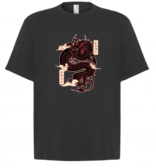 Футболка Оверсайз Ієрогліф дракон Черный фото