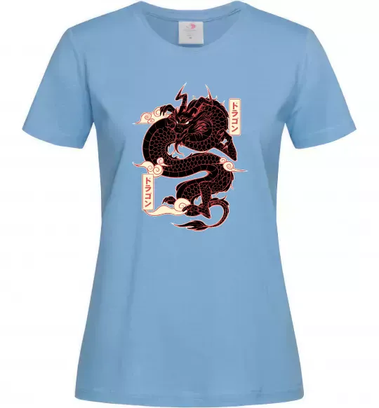 Жіноча футболка Ієрогліф дракон Блакитний фото