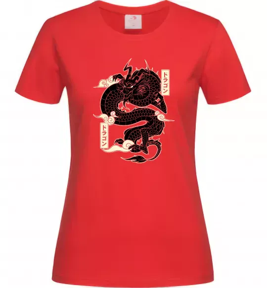 Жіноча футболка Ієрогліф дракон Червоний фото