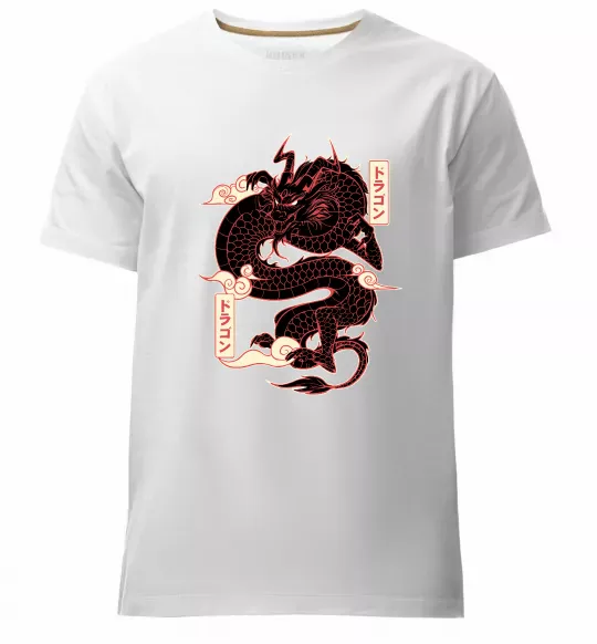 Мужская премиум футболка Ієрогліф дракон Белый фото