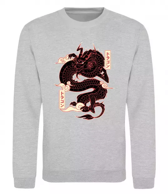 Свитшот Ієрогліф дракон Серый меланж фото