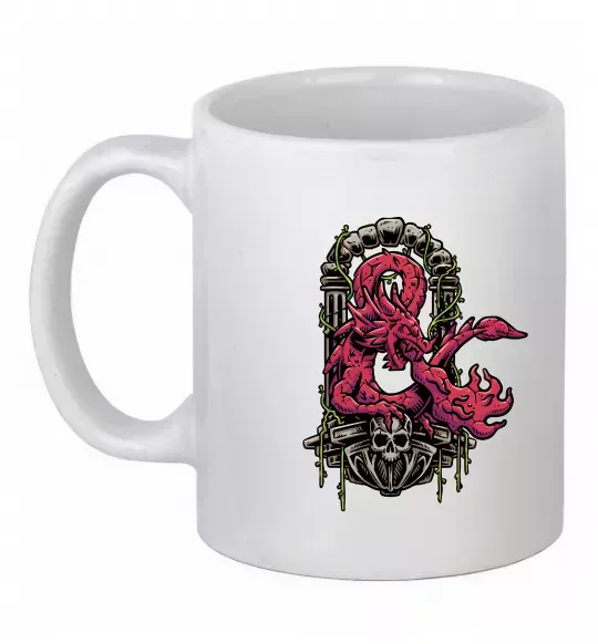 Чашка керамическая Дракон арка Белый фото