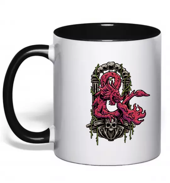 Чашка с цветной ручкой Дракон арка Черный фото